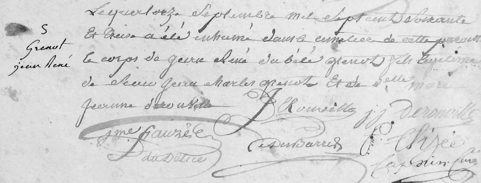 Signatures de Jean Jacques et son père Jean Deronville.