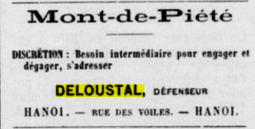 Une annonce dans l'Avenir du Tonkin de 1887